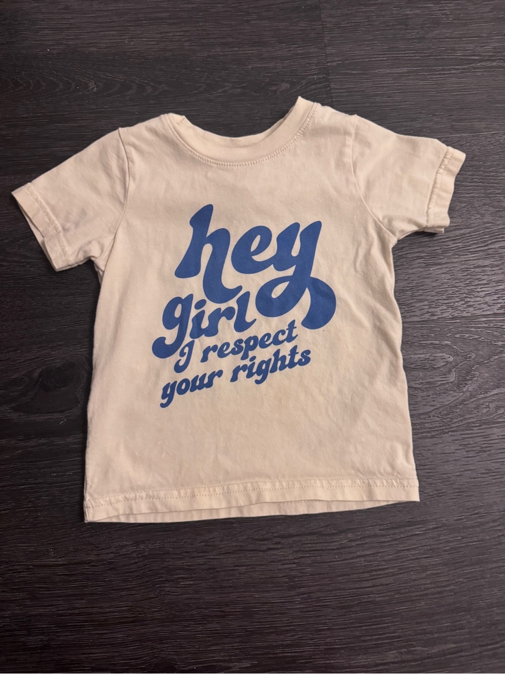 Hey Girl Graphic Tee - Cream with Blue Feminist Tee Womens Rights 2T